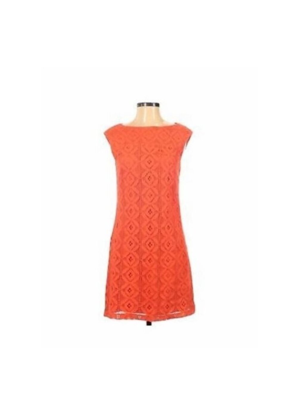 NWT Trina Turk Orange Crochet Shift Dress Sz 4 Sleeveless Lined Scoop (X911)
